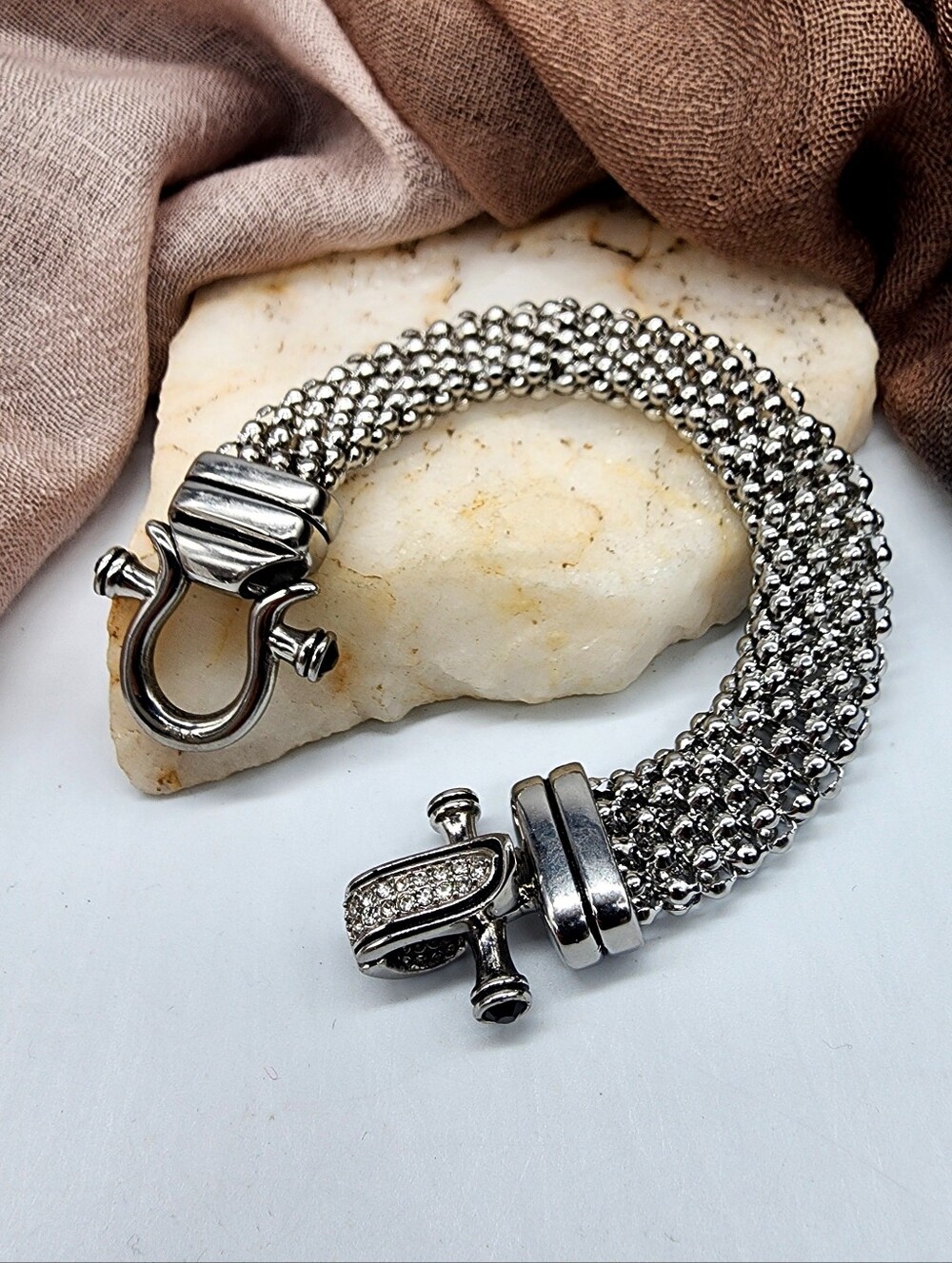 Big Silver Chain Bracelet Statement Rare Chunky wide Link Hypoallergenic Luxury